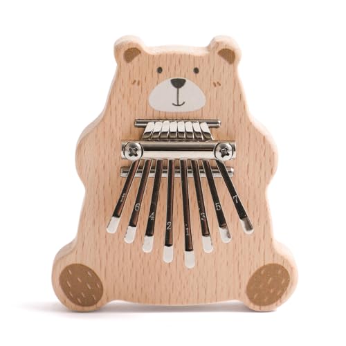 OESSUF Bär Kalimba Daumenklavier mit Liederbuch, 8 Tasten Holz Musikinstrument, Fingerpiano Instrument, Geschenk für Kinder und Erwachsene, Anfänger OESSUF Bär Kalimba Daumenklavier mit Liederbuch, 8 Tasten Holz Musikinstrument, Fingerpiano Instrument, Geschenk für Kinder und Erwachsene, Anfänger von OESSUF