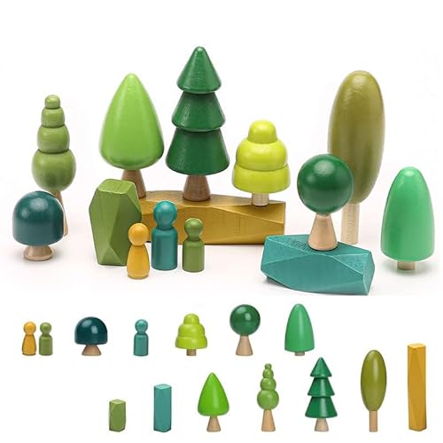 14 PCS Holzspielzeug - Holz Baum Deko Montessori Spielzeug, Verschiedene Größen Bäume Wald Rustikal Deko für Wohnkultur und kinderzimmer von OESSUF