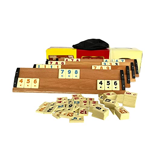 Özel-Versand Okey Set Rummy/Okey mit Melamin Spielsteine Ahsap Okey Takimi aus echtholz mit personalisiertem Kugelschreiber (Buche) von Özel-Versand