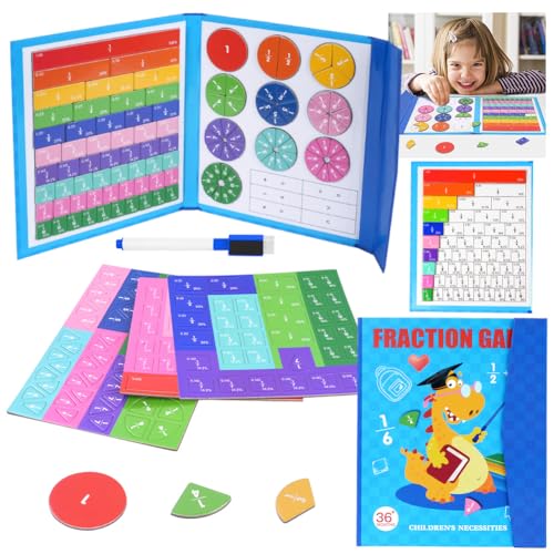 OFFCUP Arithmetisches Lernspielzeug, Montessori Mathe Spielzeug Magnetische Bruchrechnen Spiel, Bruchrechnen Material Magnetisch Montessori Spielzeug Kinder Fraction Game mit Magnetische Bruchkacheln von OFFCUP