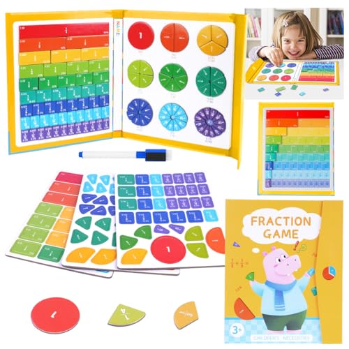 OFFCUP Arithmetisches Lernspielzeug, Montessori Mathe Spielzeug Magnetische Bruchrechnen Spiel, Bruchrechnen Material Magnetisch Montessori Spielzeug Kinder Fraction Game mit Magnetische Bruchkacheln von OFFCUP