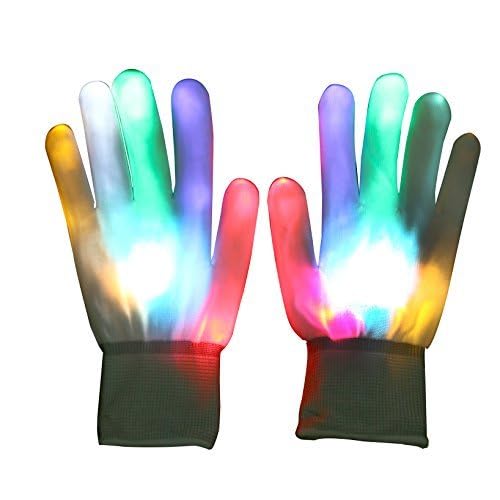 OFFCUP LED Handschuhe, 5 Farben ＆ 6 Modi Leuchtende Handschuh, Flashing LED Handschuhe Kinder für Halloween Weihnacht Karneval Party Clubs Disco Festivals - Weiß von OFFCUP