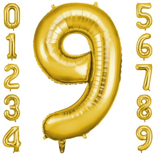OFFCUP Zahlen Luftballon Gold, Jumbo Folienballon Zahl 9, 40 Zoll Helium Ballons Geburtstag zahlen Luftballon Geburtstagsdeko Jubiläumsparty Dekoration OFFCUP Zahlen Luftballon Gold, Jumbo Folienballon Zahl 9, 40 Zoll Helium Ballons Geburtstag zahlen Luftballon Geburtstagsdeko Jubiläumsparty Dekoration von OFFCUP