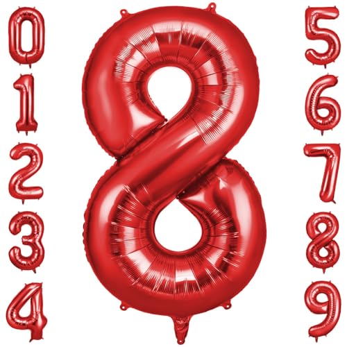 OFFCUP Zahlen Luftballon Rot, Folienballon Zahl 8, 40 Zoll Helium Ballons Geburtstagsdeko Mädchen Junge Kindergeburtstag Party Deko Ballon Zahl Deko zum Geburtstag Silvester Deko Neujahr Deko OFFCUP Zahlen Luftballon Rot, Folienballon Zahl 8, 40 Zoll Helium Ballons Geburtstagsdeko Mädchen Junge Kindergeburtstag Party Deko Ballon Zahl Deko zum Geburtstag Silvester Deko Neujahr Deko von OFFCUP