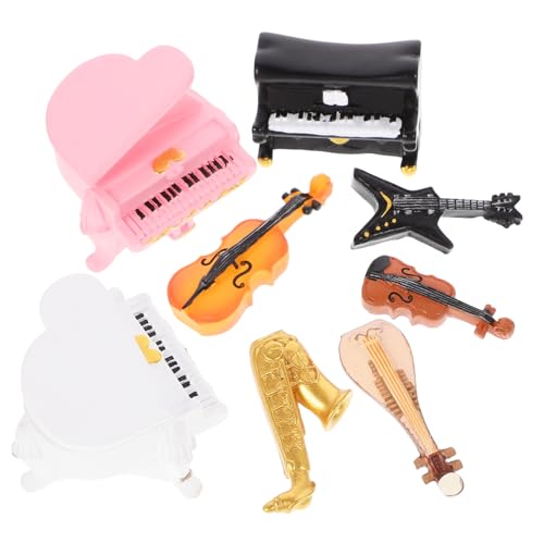 8St Mini-Musikinstrument-Ornamente Puppe Miniaturen Miniatur-Zubehör Bausatz realistisches Miniinstrument zarte Mini-Hausdekoration dekoratives Miniaturinstrument Harz OFFIGAM von OFFIGAM