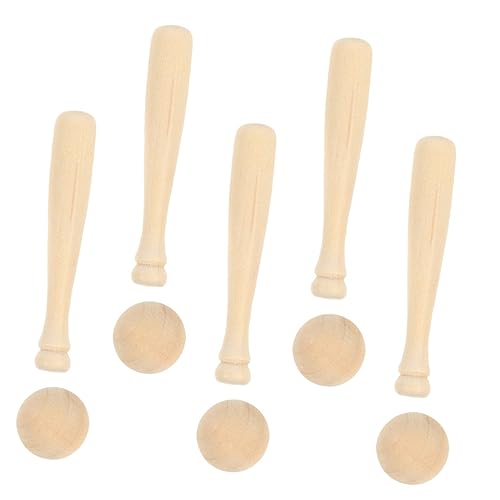 OFFIGAM 1 Satz Schläger Baseball-Rack Baseball-Mini Miniatur-Fledermaus Spiel Sport Mini-Baseball-Set Unbemalte Baseballs Baseball zum Ausmalen selber Machen Mini-Bastelmodelle hölzern von OFFIGAM