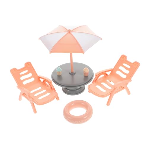 OFFIGAM 1 Set Strandzubehör Für Kinder, Miniatur-szenenzubehör, Mini-, Strandkorb-Set, Strandtisch, Modell, Rollenspiel, Strand-Set Für Kinder von OFFIGAM