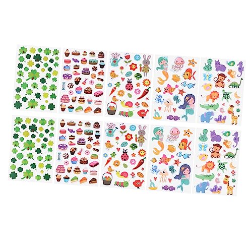 OFFIGAM 10 Stück Tieraufkleber scheckheft The pet animanimals Stickers Stickers stickerbögen The Animal Bubble Foam geschwollene 3D-Aufkleber Blasenaufkleber von OFFIGAM