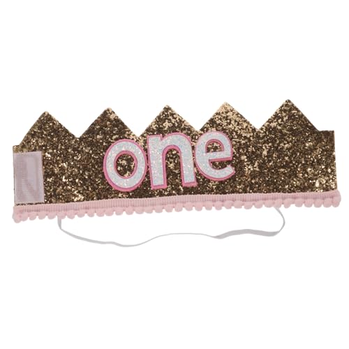 OFFIGAM 1Stk Kronen Stirnband kindermütze kappe geburtstagskrone Geburtstagsfeier-Zubehör Prinzessin Glitzer glitzer Partyzubehör glitzernder geburtstagshut Stoff Rosa von OFFIGAM