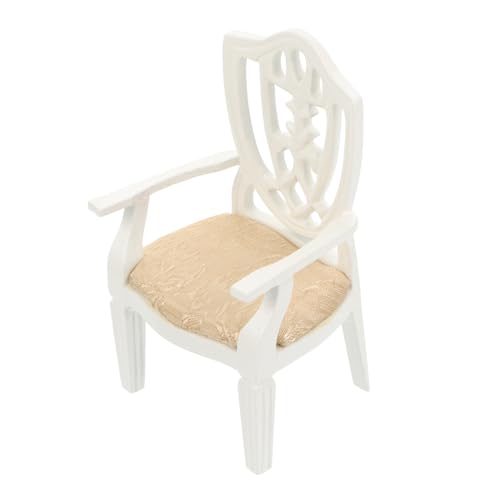 OFFIGAM 1Stk Sessel holzstühle Miniature Furniture Toy for Learning Interesting Things Miniature Dining Table Chair Mini House Decoration Kleiner Stuhl Simulationsstuhl hölzern Weiß von OFFIGAM