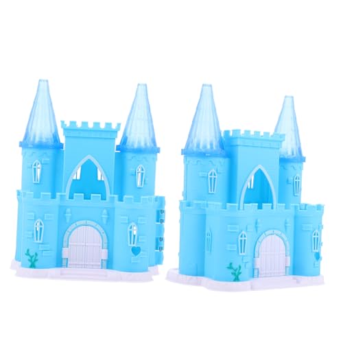 OFFIGAM 2 STK Schloss Villa Schloss Form Miniatur-Outdoor-Tools Mini-hausschmuck Puppenhausverzierungen Puppenhaus-Layout Puppenhaus Villa Schloss Ornament Abs Blue von OFFIGAM