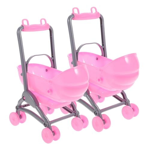 OFFIGAM 2 Stück Lernpuppenwagen Kinderzimmer Kinderwagen Mini Puppenwagen Zahnungshilfe Für Babys Von 0 – 6 Monaten Puppenkinderzimmer Puppensitze Rosa von OFFIGAM