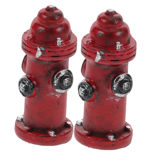 OFFIGAM 2 Stück Puppenhaus-feuerhydranten, Mini-feuerhydranten-Statue Aus Kunstharz, Miniatur-Hunde-PIPI-posten, Feuerwehrmann, Feuerwehrspielzeug Für von OFFIGAM