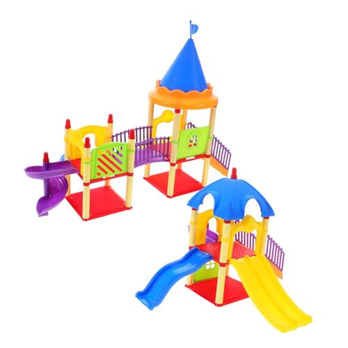 OFFIGAM 2 Stücke Puppenhaus Miniatur Rutsche Spielzeug Kinder Spielen Spielplatz Hause Ornament Miniatur Spielplatz Schmuck Sand Tisch Modell von OFFIGAM