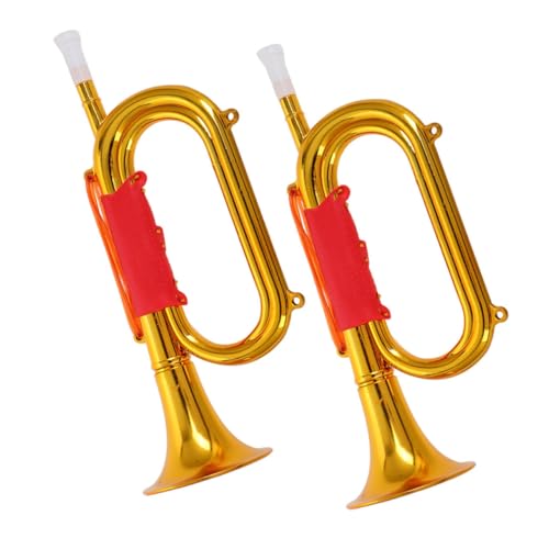 OFFIGAM 2St Laden Sie Requisiten auf Miniaturinstrumente artikuliertes Kindermusikinstrument Horn Blashorn-Geräuschmacher Musikinstrument- Plastik Golden von OFFIGAM