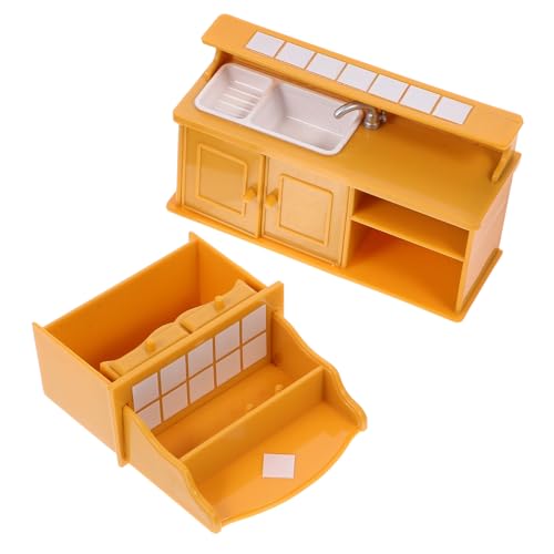 OFFIGAM 2st Puppenhausmöbel DIY-spielzeugtisch Modelltischmöbel Modelltisch Für Minihaus Spielzeughaustisch Minitisch Selber Machen DIY-möbel Aus Kunststoff Mini-modelltisch Plastik Orange von OFFIGAM