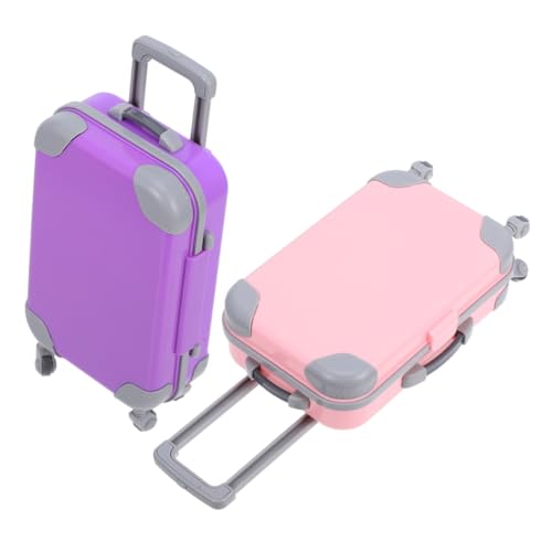 OFFIGAM 2st Puppenkoffer Kleiner Koffer Mini-Koffer Mini-zubehör Reisebehälter Tragbarer Koffer Mini-Container Babyzimmer Requisiten Kinderkoffer Babyzimmer Zubehör Puppenhaus Koffer Abs von OFFIGAM