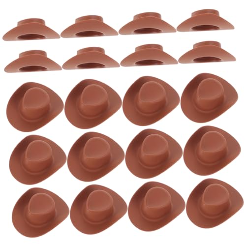 OFFIGAM 30St Mini-Cowboyhut Puppenhut Cowboyhut für Puppen Bastelbedarf Hut Stofftiere Hut kleine Geburtstagshüte Strohhut Partyhut kleine Hüte basteln dekorative Puppenhüte Plastik Brown von OFFIGAM