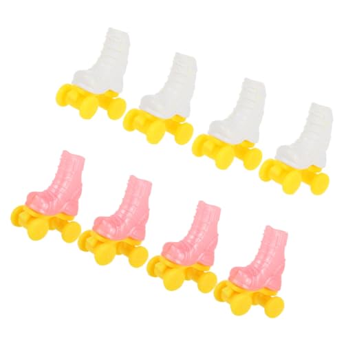 OFFIGAM 4 Paar Rollschuhe Rollschuh Für DIY Puppe Mini Schlittschuhe Für Puppe Schlittschuh Bastelarbeit Für Puppe Rollschuh Bastelarbeit Für Puppe Mini Schuhe Puppenhaus Zubehör von OFFIGAM