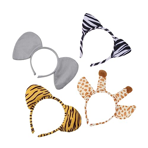 OFFIGAM 4 Stück Stirnband Mit Tierohren Make-up-stirnband Leopard Headset-zubehör Tierstirnband Und - Elefantenohren Kleidung Tierische Ohren Giraffe Dschungeltier-stirnbänder Stoff von OFFIGAM