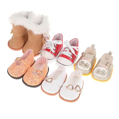 OFFIGAM 5 Paare Puppenschuhe Schuhe Für Puppen Puppenturnschuhe Mein Leben Puppenzubehör Puppenhauszubehör Puppenkleidung Puppenspielzeugschuhe Schuhe Puppen Schuhspielzeug Stoff von OFFIGAM