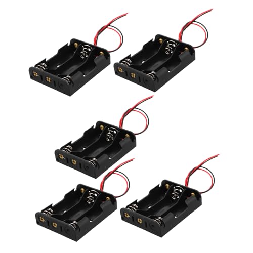 OFFIGAM 5 Stück Batteriehalterbox Mit Kabeln, Aa-batteriehalter Für Ferngesteuertes Spielzeugauto, 3 Steckplätze, Batteriefach-Organizer, Kunststoff-batteriehalter, Schwarz von OFFIGAM