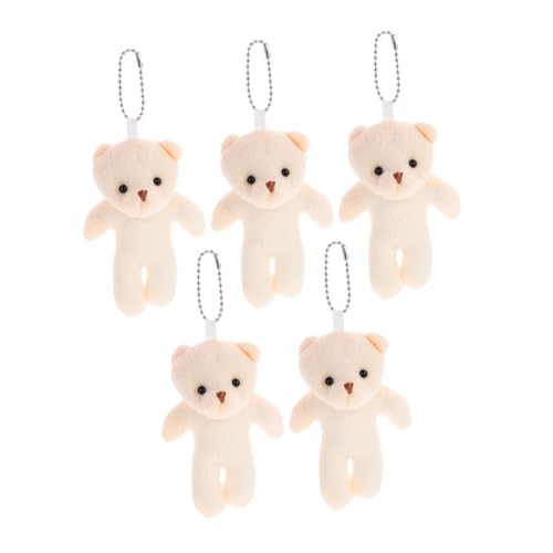 OFFIGAM 5 Stücke Teddybär-Puppe Geldbörse Brieftasche Bärenpuppe Mini Entzückender Bärenanhänger Kleine Bären Aufhängen Hängende Mini-bärenfiguren Cartoon-bär Pp Baumwolle Beige von OFFIGAM