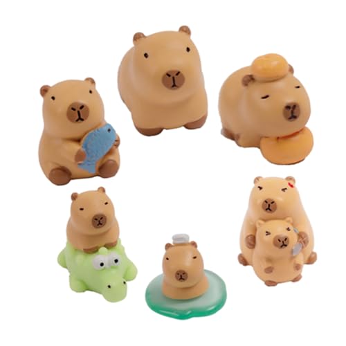 OFFIGAM 6 Stück Mikro Landschafts Capybara Figuren Miniatur Landschaftsdekoration Mini Capybara Miniatur Capybara Holz Capybara Skulptur Capybara Figur Capybara Charms Kunstharz von OFFIGAM