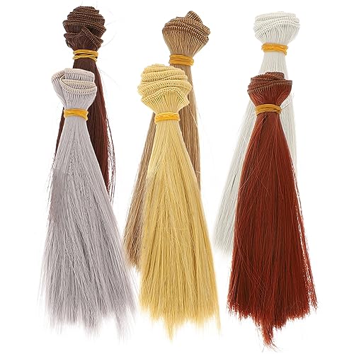 OFFIGAM 6 Stück Puppe Glattes Haar Puppenteile Puppe Perücke Babypuppe Mit Haaren Puppennadeln Perücken Für Puppen Schaufensterpuppenkopf Süße Puppenperücken Mädchen Hochtemperaturdraht von OFFIGAM