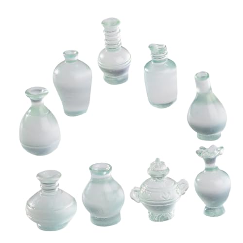 OFFIGAM 9 Stück Mikrolandschaftsflasche blumenvase puppenhauszubehör Dekorationsgegenstand Dekorationsornamente lustige Spielsachen Mini-Blumenflaschendekoration Harz Transparent von OFFIGAM