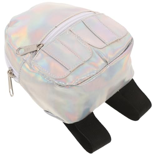 OFFIGAM Puppenrucksack Kleinkindspielzeug Hologramm-Rucksack Gürteltasche Rave-Rucksack Rucksack Mit Pailletten Holografische Handtasche Holografische Geldbörse Stoff Silver von OFFIGAM