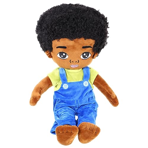 OFFIGAM Schwarze Puppe für kinderspielzeug Spielzeugpuppe pucktuch Stuffed Soft Toys für Neugeborene Junge Stofftiere für Babys PP Baumwolle von OFFIGAM