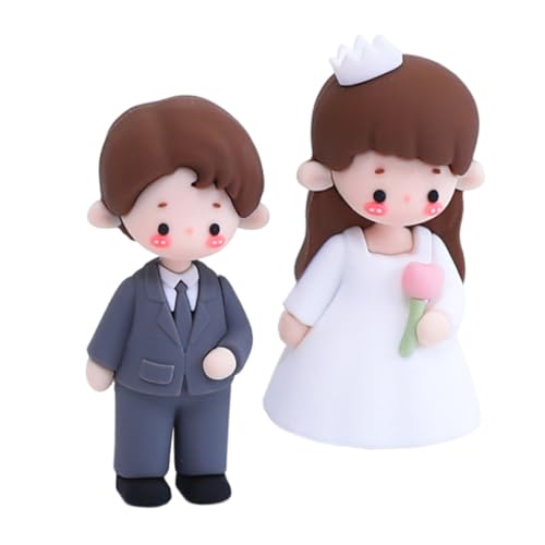 2st Hochzeitstorte-puppe Lustiger Hochzeitstortenaufsatz Miniatur-paar-figur Feengarten-ornament Tortenaufsatz Hochzeit Braut Und Bräutigam Muffin-topper Paar Puppe Weiches Gummi OFFSCH von OFFSCH