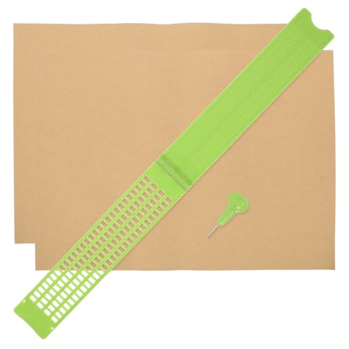 OFFSCH 1 Satz Braille-tafel Lieferungen Für Blinde Menschen Brailletafel Und Stift Braille-schreibtafel Und Stift Braille-schreibtafel Und Stylus-Set Braille-Stift Light Green Plastik von OFFSCH