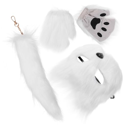 OFFSCH 1 Satz Fuchs-masken-set Fuchsmaske Für Halloween-cosplay Fursuit Maskerade Fuchsmaske Halloween-masken Für Erwachsene Gefälschte Fuchsschwänze Aus Kunstpelz Stoff Weiß von OFFSCH