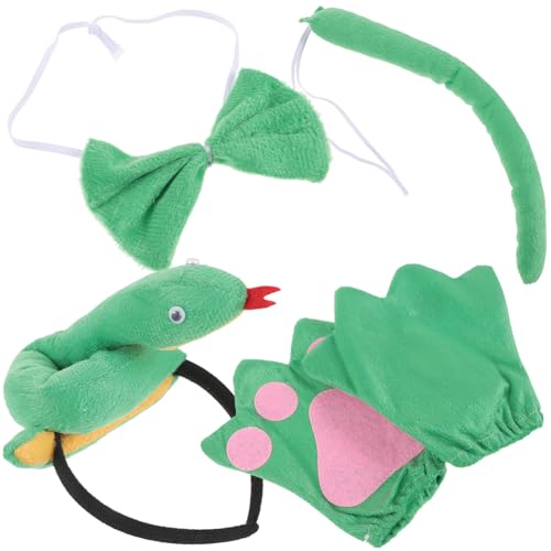 OFFSCH Stirnband mit Schlangenohren für Jungen und Mädchen Stirnband mit Schlangenohren Kostümzubehör Fliege Handschuhe Set ideal für Halloween-Partys von OFFSCH