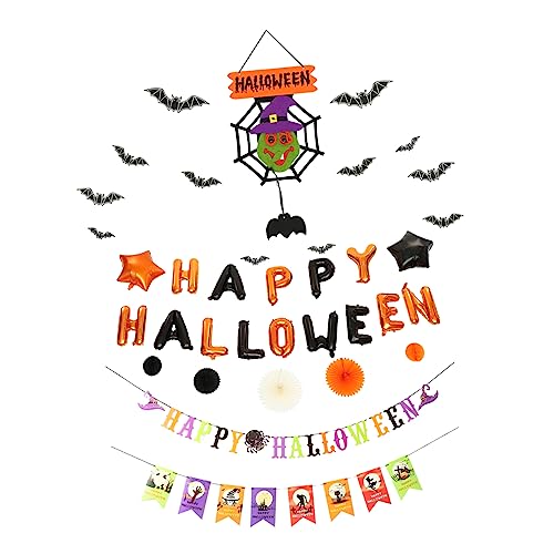 OFFSCH 1 Satz Halloween-Dekoration halloween banner Luftballons Halloween-Ballondekorationen Halloween-Papier-Fan-Requisiten aufkleber Partyzubehör für Halloween Halloween-Papier-Fans von OFFSCH