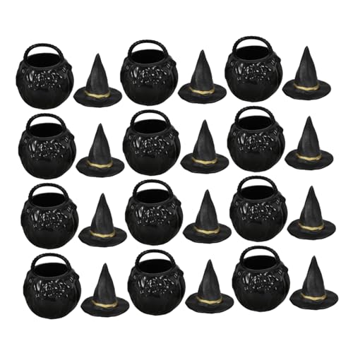 OFFSCH 1 Set Hexenhut Eimer Glas Mikro Landschaftsdekoration Mini Kessel Hexenhut Mini Halloween Miniaturen Kessel Massenware Mini Hausspielzeug Mini Hexenhut Miniatur von OFFSCH