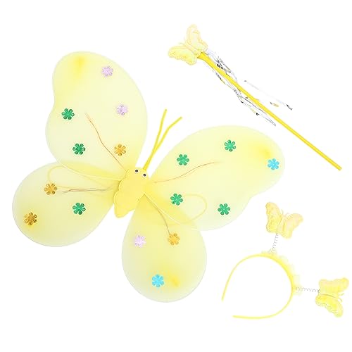 OFFSCH 1 Set Schmetterlingskostüm Set Schmetterlinge Feenflügel Engelsflügel Cosplay Feenkostüm Kleines Mädchen Schmetterlings Stirnband Leuchtendes Schmetterlingskostüm von OFFSCH