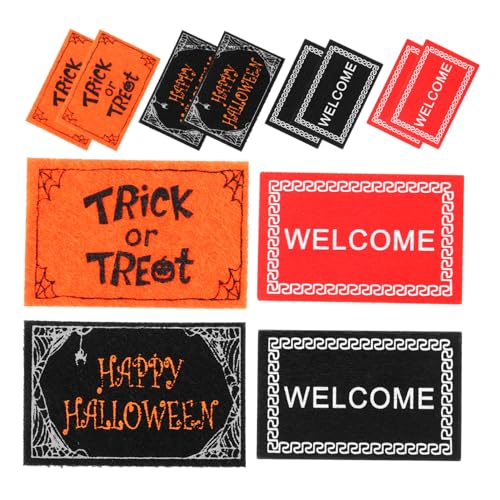 OFFSCH 12st Dekorative Halloween-bodenmatte Halloween-miniteppich Halloween-puppenhausmöbel Miniatur-puppenhausteppiche Miniatur-bodenmatte Halloween-willkommensschild Mini-teppiche von OFFSCH