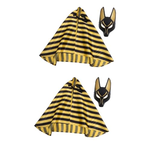 OFFSCH 2 Sets Anubis Maske Fuchs Cosplay Maske Ballmasken Ägyptisches Kostüm Halloween Fuchs Maske Halloween Zubehör Maske Maskerade Masken Venezianische Maske Aus von OFFSCH