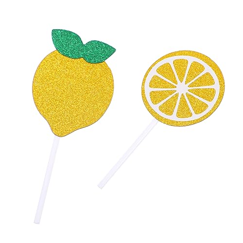 OFFSCH 24St Zitronen-Kuchen-Topper Cupcake-Topper für den Sommer Cupcake-Topper mit Früchten babyshowerparty party sachen dekoration Zitronenkuchen Topper Geburtstag Limonadenstand Yellow von OFFSCH