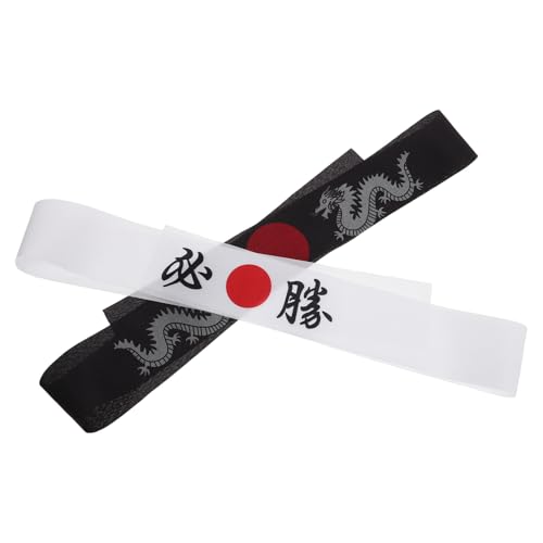 OFFSCH 2Pcs Japanische Ninja Headscarf Head Band Cooking Hut Japan Stirnband Traditionelle Japanische Stirnband Hibachi Hut Ninja Stirnbänder Karate Hat Ninja Kostümzubehör Polyester von OFFSCH