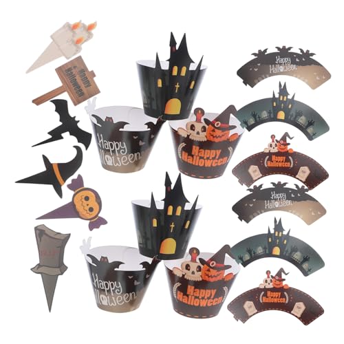 OFFSCH 2sätze Halloween Cupcake Toppers Und Backförmchen Gespenster Und Spinnen Dekorationen Kuchendekoration Für Party Muffinförmchen Aus Papier Für Backen OFFSCH 2sätze Halloween Cupcake Toppers Und Backförmchen Gespenster Und Spinnen Dekorationen Kuchendekoration Für Party Muffinförmchen Aus Papier Für Backen von OFFSCH