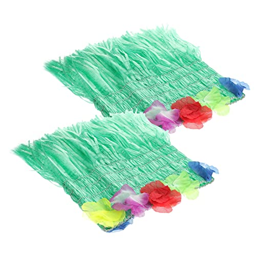 OFFSCH 2st Hawaiianisches Röhrenoberteil Hawaii-kleidungsset Strand Damenbekleidung Party-hula-rock Luau-outfit Grasröcke Für Die Luau-party Hawaiianische Strandparty Plastik Green von OFFSCH