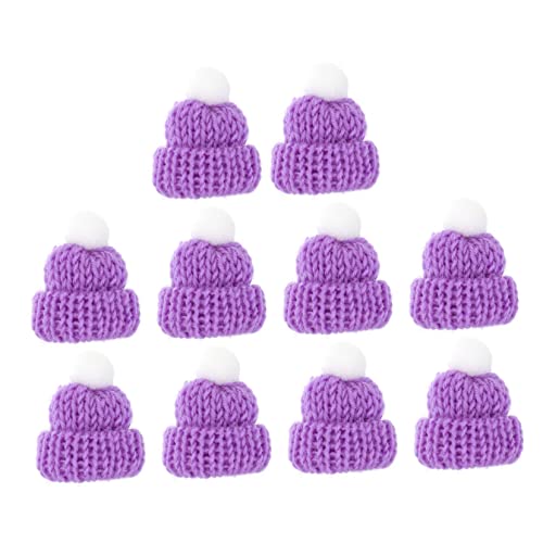 OFFSCH 30 STK Zubehör für Weihnachtsmützen Weihnachtsmannmütze für Kinder Miniaturhüte weihnachtsmotiv Santa Claus hat gestrickte Weihnachtsmützen DIY handgefertigte Accessoires Violett von OFFSCH