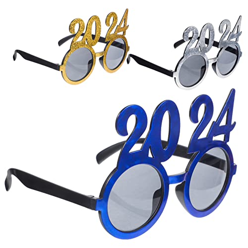 OFFSCH 3St 2024 Brille Party lustige Brille 2024 Modelbrillen Brillenklasse 2024 Partyzubehör kinder ferngläser kinder sonnenbrille lustige Tanzbrille Requisiten Partybrille Plastik von OFFSCH