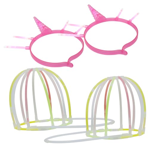 OFFSCH 4 Sets Leuchtstäbe Und Hutherstellungszubehör Leuchtstäbe Leuchtende Partyzubehör Armband Sets Leuchtende Haarbänder Leuchtende Halsketten Stirnbänder Neon Partyzubehör von OFFSCH