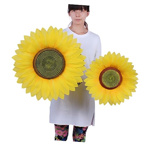 OFFSCH 4 Stück Sonnenblumenschmuck Blütenköpfe Gefälschte Sonnenblume Großes Sonnenblumendekor Seiden-Sonnenblume Künstlicher Kranz Künstliche Blumengirlande Künstliche Blumenköpfe Yellow von OFFSCH