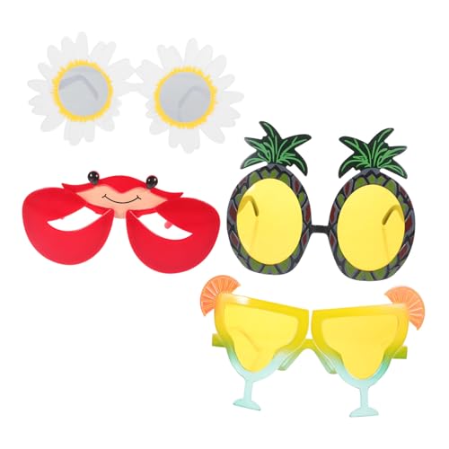 OFFSCH 4 Stück Teiliges Hawaii Party Sonnenbrillen Lustige Kostüm Brille mit Tropischen Dekorationen für Strand Feier Foto Requisite Sommerliche Spaßbrillen OFFSCH 4 Stück Teiliges Hawaii Party Sonnenbrillen Lustige Kostüm Brille mit Tropischen Dekorationen für Strand Feier Foto Requisite Sommerliche Spaßbrillen von OFFSCH